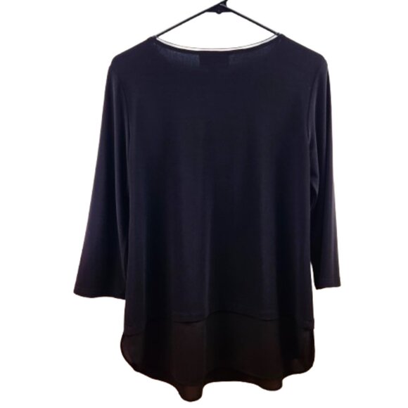 Joseph Ribkoff Black Tunic Top Size L 3/4 Sleeves, Made in Canada - Picture 2 of 7